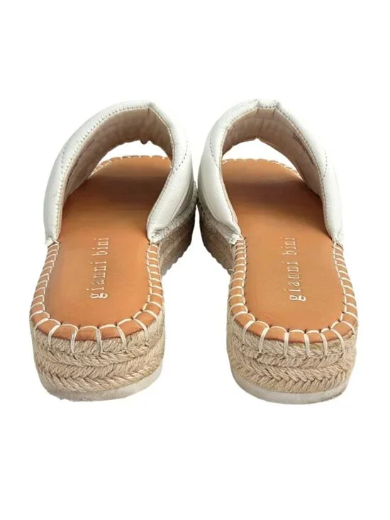 Gianni Bini Evert White Quilted Leather Upper Platform Espadrille Sandals 9M - Picture 3 of 7